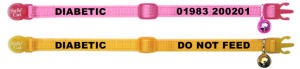 Special diabetic cat collars from Kitty Collars